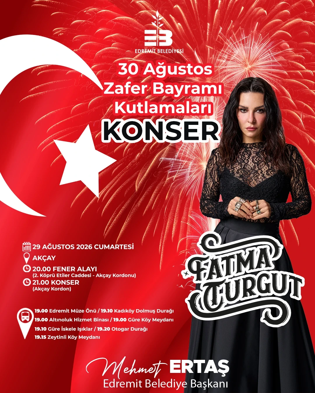 Edremit 30 Ağustos'u Fener Alayı ve Fatma Turgut Konseriyle Kutlayacak